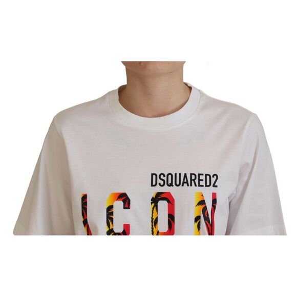 Dsquared² White Cotton Shiny Icon East Tee Crewneck Women's T-shirt (Pre-Owned) - Picture 5 of 5